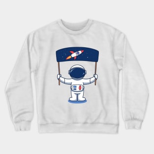 Astronaut Holding Space Flag Crewneck Sweatshirt